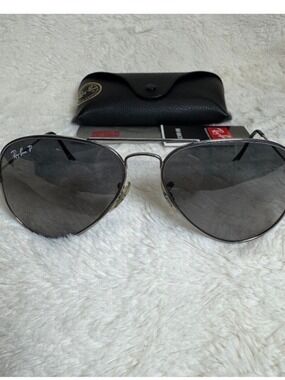 Ray-Ban Black Aviator Titanium Polarized Sunglasses